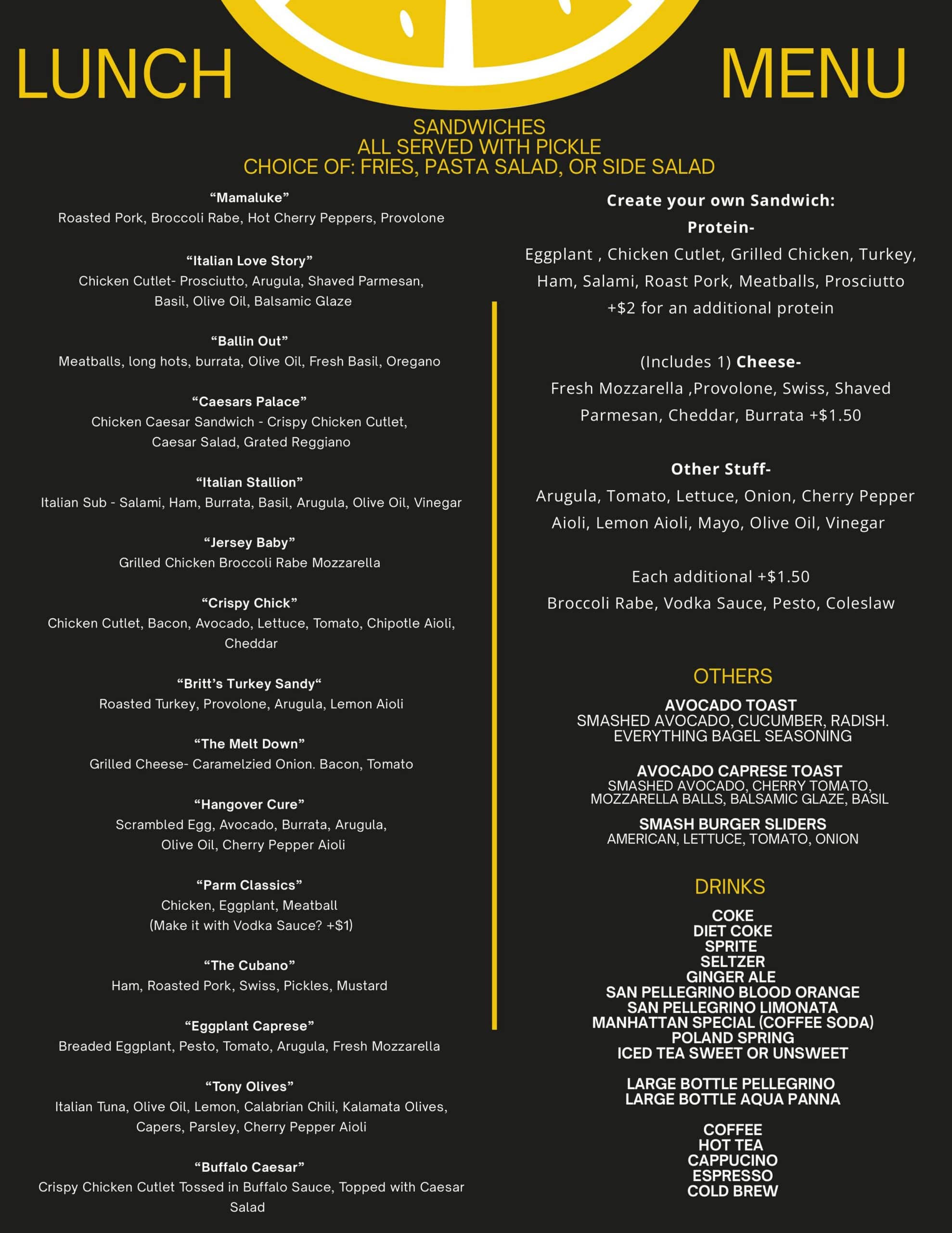 blue and yellow illustrated italian cuisine menu 2 pages 2